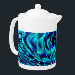 Tetera Ilusión metálica y torcida, imagen de azul a verde<br><div class="desc">Imagen que simula una imagen retorcida,  y que parece reflejada en azul con partes verdes.</div>
