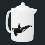 Tetera Ilustracion de ballena orca - Elegir color de fond<br><div class="desc">pez ballena orca,  silueta de ilustracion mortífero,  vida de dibujo de agua negra,  fauna marina silvestre,  cola marina submarina de mamíferos,  naturaleza de depredador acuático,  arte personalizado orca,  pez ballena animal</div>