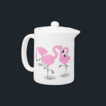 Tetera Ilustracion de trío de flamingo rosado<br><div class="desc">Estos 3 flamingos le sumarán un toque de rosa tropical al día. Dibujado en un divertido estilo personalizado.</div>
