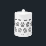 Tetera Impresiones de traza de degradado en blanco y negr<br><div class="desc">Impresión de garras de perro en colores degradados (blanco,  gris y negro). Diseño original.</div>