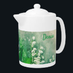 Tetera Lily of the Valley Personalized Tea Pot<br><div class="desc">Bonito Lily del Valle,  tetera personalizada,  perfecto para regalos!</div>