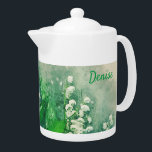 Tetera Lily of the Valley Personalized Tea Pot<br><div class="desc">Bonito Lily del Valle,  tetera personalizada,  perfecto para regalos!</div>