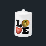 Tetera LOVE Collection Heart Potato Teapot<br><div class="desc">Arte gráfico para vegetarianos y más con fondo blanco sobre tetera de cerámica blanca. Traje de porción,  taza,  camisa y más...  No olvides toda la colección con papa al corazón,  manzana y letras negras grandes.</div>