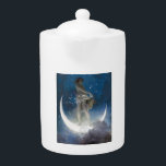Tetera Luna diosa en las estrellas que dispersan la noche<br><div class="desc">En lo alto de una luna creciente, sus cuernos llegaron como dedos celestes, se pararon Luna, el tejedor de la luna. A diferencia de los mortales que sólo veían una hierba de plata, Luna poseía una belleza impresionante. Su forma, esculpida a la luz de la luna misma, brillaba con los...</div>