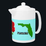 Tetera Mapa y texto del estado de Florida<br><div class="desc">Producto de esquema de mapa de estado de Florida y texto de imagen. Esto se ve bien en cualquier producto y hace un maravilloso mantenimiento del viaje. ⭐ PERSONALIZAR esta plantilla con su obra de arte. ⭐ EDITAR más para realizar más cambios. ⭐ TRANSFERIR este diseño a cualquier producto. Visita...</div>