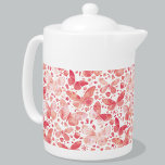 Tetera Mariposa acuarela Coral rosa<br><div class="desc">Pintura de mariposa de color blanco y rosa coral. Bonito y optimismo. Arte original de Nic Squirrell.</div>