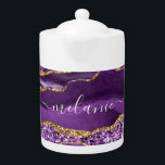 Tetera Mármol Purpurina de oro morado Nombre personalizad<br><div class="desc">Tetera con Agate Violet Gold Purpurina Geode Nombre personalizado Sparkle Marble Personalizado Cumpleaños - Aniversario o Regalo Boda / Proveedor - Añadir su nombre - Texto o Eliminar - Hacer su regalo especial - Redimensionar y mover o eliminar y agregar texto / elementos con herramienta de personalización. Diseño de MIGNED....</div>