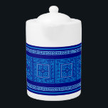 Tetera Meander griego - Llave griega - tonos azules<br><div class="desc">Meander griego - Llave griega - tonos azules</div>
