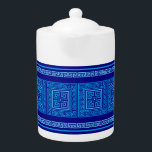 Tetera Meander griego - Llave griega - tonos azules<br><div class="desc">Meander griego - Llave griega - tonos azules</div>