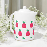Tetera Moda de patrón de piña blanca rosa<br><div class="desc">Maíz de té blanco rosado con patrón de piña de Moda fina. Más productos con este diseño están en la colección de abajo.</div>
