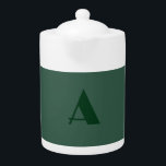 Tetera Monograma Letra inicial personalizado Retro verde<br><div class="desc">Además de un material de calidad y una impresión de calidad,  este diseño le ofrece un enfoque sencillo,  moderno y minimalista. Una plantilla ineludible.</div>