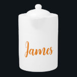 Tetera Naranja blanco Minimalista moderno Añadir su nombr<br><div class="desc">Puede cambiar los tipos de letra,  los colores,  el fondo con una herramienta fácil de usar.</div>