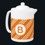 Tetera Naranja diagonal monograma rayado<br><div class="desc">Tetera monogramada de naranja con rayas deportivas.</div>