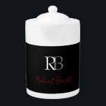 Tetera Nombre de las iniciales monogramadas de color rojo<br><div class="desc">¿Buscas un diseño simple,  minimalista y atractivo? Este diseño que atraerá la atención de la gente de inmediato,  pero no demasiado complicado,  es para ti.</div>