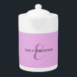 Tetera Nombre Monograma Letra inicial Orquídea & Lilac<br><div class="desc">Diseños modernos y sencillos Minimalistas. Todos son simples,  atractivos,  únicos.</div>