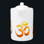 Tetera Om Mantra Yoga Símbolo Oro Sol Asana Relax Fitness<br><div class="desc">Om Mantra Símbolo Yoga Dorado Sol Asana Relax Fitness Meditación Naranja Amarillo Elegante Tetera Sunrise Elegante.</div>