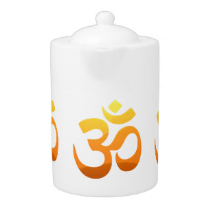 Tetera Om Mantra Yoga Símbolo Oro Sol Asana Relax Fitness