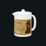 Tetera Papel cosechado Boda Bride Groom<br><div class="desc">©PLdesign Boda Vintage Bride and Groom Una vez un artículo boda de tiempo. Una vez,  una hermosa princesa conoció a su encantador príncipe. Puede personalizar o borrar la imagen de la novia y del novio,  y personalizar o agregar texto</div>