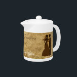 Tetera Papel cosechado Boda Bride Groom<br><div class="desc">©PLdesign Boda Vintage Bride and Groom Una vez un artículo boda de tiempo. Una vez,  una hermosa princesa conoció a su encantador príncipe. Puede personalizar o borrar la imagen de la novia y del novio,  y personalizar o agregar texto</div>