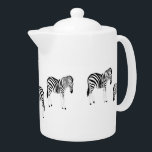 Tetera Patrón animal cebra en blanco<br><div class="desc">Animal de cebra con rayas blancas y negras sobre el diseño de patrones de fondo blanco.</div>