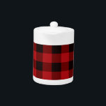 Tetera Patrón clásico de chapa negra de búfalo rojo<br><div class="desc">Patrón clásico de chapa negra de búfalo rojo</div>