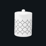 Tetera Patrón clásico de quatrefoil<br><div class="desc">Patrón simple de quatrefoil en blanco y negro.</div>