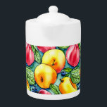 Tetera Patrón de acuarela de verano de manzana de fruta<br><div class="desc">Patrón de acuarela de verano de manzana de fruta</div>