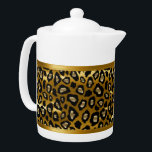 Tetera Patrón de animales de leopardo negro y oro<br><div class="desc">Tetera. Con un hermoso patrón de oro metálico y animal leopardo negro. Un acento encantador que añadir a tu casa o dar por un regalo de bienvenida. 📌 Si necesita una mayor personalización, haga clic en el botón "Haga clic para más Personalizares" o "Personalizar o Editar diseño" y utilice nuestra...</div>