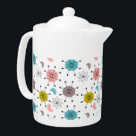 Tetera Patrón de arranque retro atómico<br><div class="desc">Fun 1950 con estreno atómico retro en azul,  amarillo,  rosa y lila.</div>