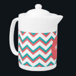 Tetera Patrón de cheurón del suroeste<br><div class="desc">Diseño elegante y moderno zigzag Chevron. Mostrado aquí en Brick Naranja y Aqua Green para esa Moda total se ve el patrón Chevron Two Tone</div>