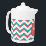 Tetera Patrón de cheurón del suroeste<br><div class="desc">Diseño elegante y moderno zigzag Chevron. Mostrado aquí en Brick Naranja y Aqua Green para esa Moda total se ve el patrón Chevron Two Tone</div>