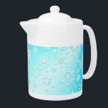 Tetera Patrón de copos de nieve de cristal<br><div class="desc">Patrón de copos de nieve de cristal. Derechos de autor de diseño Arte azul</div>
