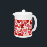 Tetera Patrón De Corazones, Corazones Rojos, Amor<br><div class="desc">Patrón lindo,  divertido y adorable con corazones rojos. Un regalo moderno y de moda,  perfecto para el El día de San Valentín.</div>