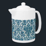 Tetera Patrón de cosecha de color azul y blanco floral<br><div class="desc">Se trata de una acuarela vintage ornamental decorativo gráfico de estampado floral azul con pájaros sobre fondo blanco.</div>