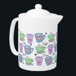 Tetera Patrón de dibujos del contenedor de los amantes de<br><div class="desc">A los amantes del café les encantan las tazas de patrón de amor.</div>