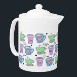 Tetera Patrón de dibujos del contenedor de los amantes de<br><div class="desc">A los amantes del café les encantan las tazas de patrón de amor.</div>