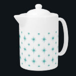 Tetera Patrón de estreno azul turquesa retro a mediados d<br><div class="desc">Añade un toque de diversión y color a tu mostrador de cocina con esta divertida tetera de estreno atómico azul turquesa.</div>