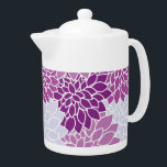 Tetera Patrón de flores púrpura moderno<br><div class="desc">Bonito,  púrpura,  estampado de flores vintage en la decoración de la casa,  vajilla y mobiliario.</div>