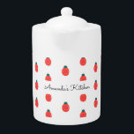Tetera Patrón de la naturaleza de la mariquita blanca roj<br><div class="desc">Tetera de la naturaleza Red White Elegant Ladybug. Utilice la opción de personalizar esta plantilla para cambiar el texto. Utilice la herramienta Editar para cambiar el color del texto.</div>