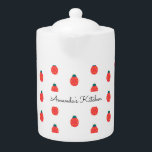 Tetera Patrón de la naturaleza de la mariquita blanca roj<br><div class="desc">Tetera de la naturaleza Red White Elegant Ladybug. Utilice la opción de personalizar esta plantilla para cambiar el texto. Utilice la herramienta Editar para cambiar el color del texto.</div>