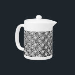 Tetera Patrón de mosaico egipcio, blanco y negro<br><div class="desc">Patrón de baldosas Art Déco inspirado en Egipto en blanco y negro clásico - diseño digital de medios mixtos</div>