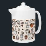Tetera Patrón de objetos de la tienda de té y café<br><div class="desc">Collage de cafetera o cafetería en beige.</div>