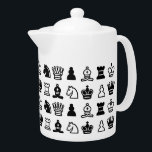 Tetera Patrón de piezas de ajedrez en blanco y negro<br><div class="desc">Patrón clásico de piezas de ajedrez en blanco y negro.</div>