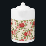 Tetera Patrón de Rosas Chic Vintage Shabby<br><div class="desc">Patrón de repetición de rosa rosado femenino bonito.</div>