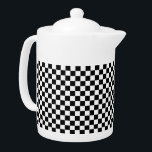 Tetera Patrón de verificación en blanco y negro<br><div class="desc">Patrón negro y blanco de chequeo de tablero de cheques negro y blanco de cheques negros y blancos de cheques negros y blancos</div>