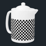 Tetera Patrón de verificación en blanco y negro<br><div class="desc">Patrón negro y blanco de chequeo de tablero de cheques negro y blanco de cheques negros y blancos de cheques negros y blancos</div>