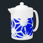 Tetera Patrón geométrico azul real<br><div class="desc">Patrón geométrico azul y blanco real</div>