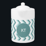 Tetera Patrón ZigZag Chevron en verde menta<br><div class="desc">Diseño moderno y elegante en monograma zigzag Chevron. Mostrado aquí en Mint Green por esa apariencia de Moda total</div>