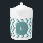 Tetera Patrón ZigZag Chevron en verde menta<br><div class="desc">Diseño moderno y elegante en monograma zigzag Chevron. Mostrado aquí en Mint Green por esa apariencia de Moda total</div>