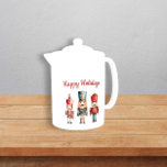 Tetera Personalizado simple acuarela Nutcracker Navidades<br><div class="desc">Navidades tradicionales: tetera de feriado. El diseño presenta unos adorables Nutcrackers todos en unas hermosas acuarelas que le dan un aire tradicional. Si necesitas ayuda con este diseño,  por favor contacta conmigo a través de mi mensajero de la tienda zazzle y estaré encantado de ayudarte.</div>